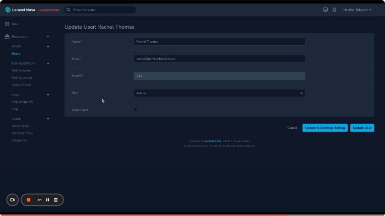User List in Admin View